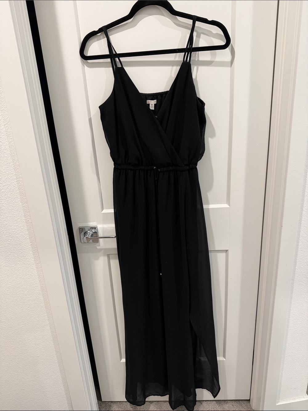 Guess Black Maxi Dress with Double Spaghetti Straps